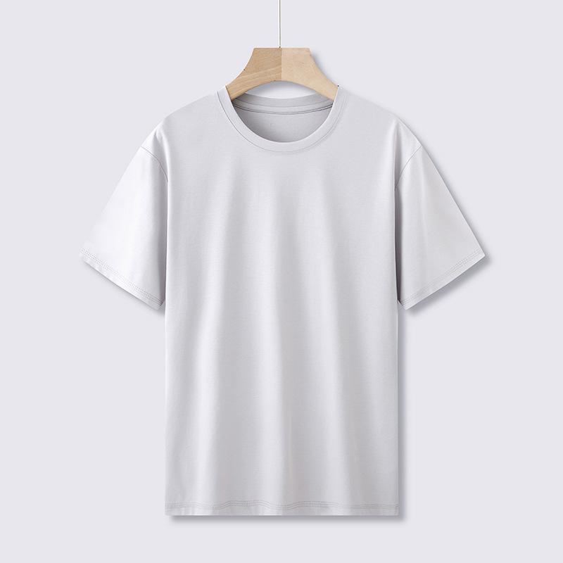 Men's Slim Fit White Supima Cotton Short-Sleeve T-Shirt, Round Neck, Lightweight Summer Style