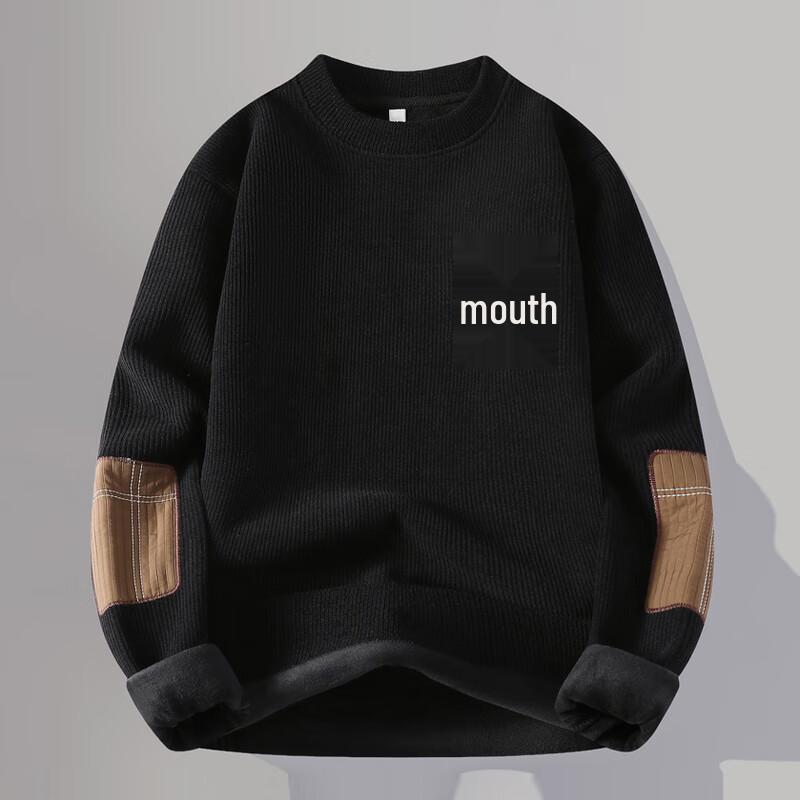 Men's Fleece-Lined Round Neck Pullover Sweater