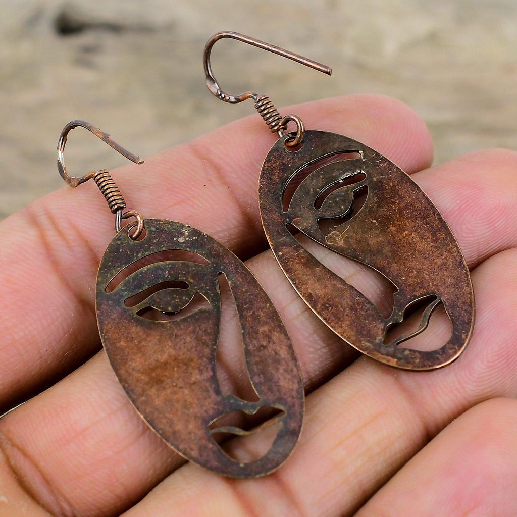 Chrome Diopside Earring Mozambique Garnet Earring Electroformed Copper Earrings Gemstone Copper Jewelry Handmade Face Earring Gift For Women