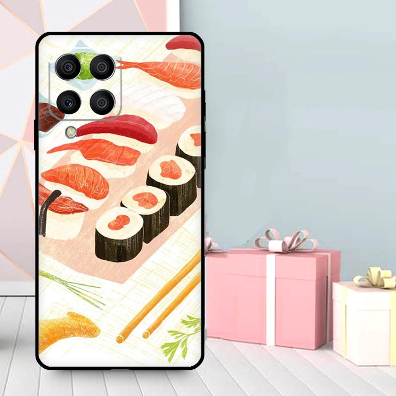 Kawaii Sushi Pattern Case For Samsung Galaxy M35 M56 M12 M06 M32 M52 M55 M15 M11 M13 M14 M16 M36 M31 M53 M34 M54