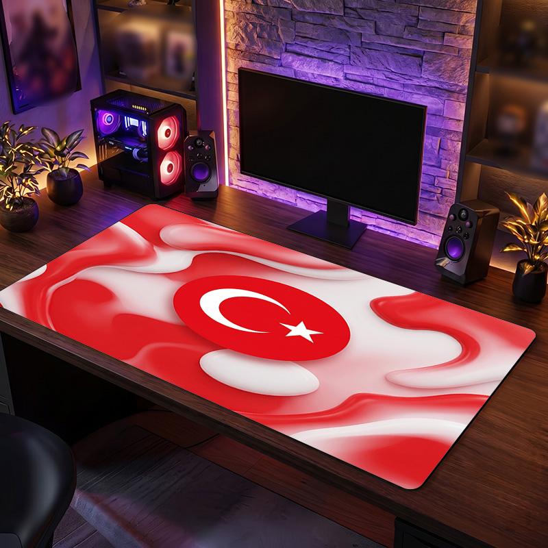 Turkey Football Crest Mouse Pad, Extended Non Slip Rubber Desk Mat for Gaming Office Laptop Fan Gift