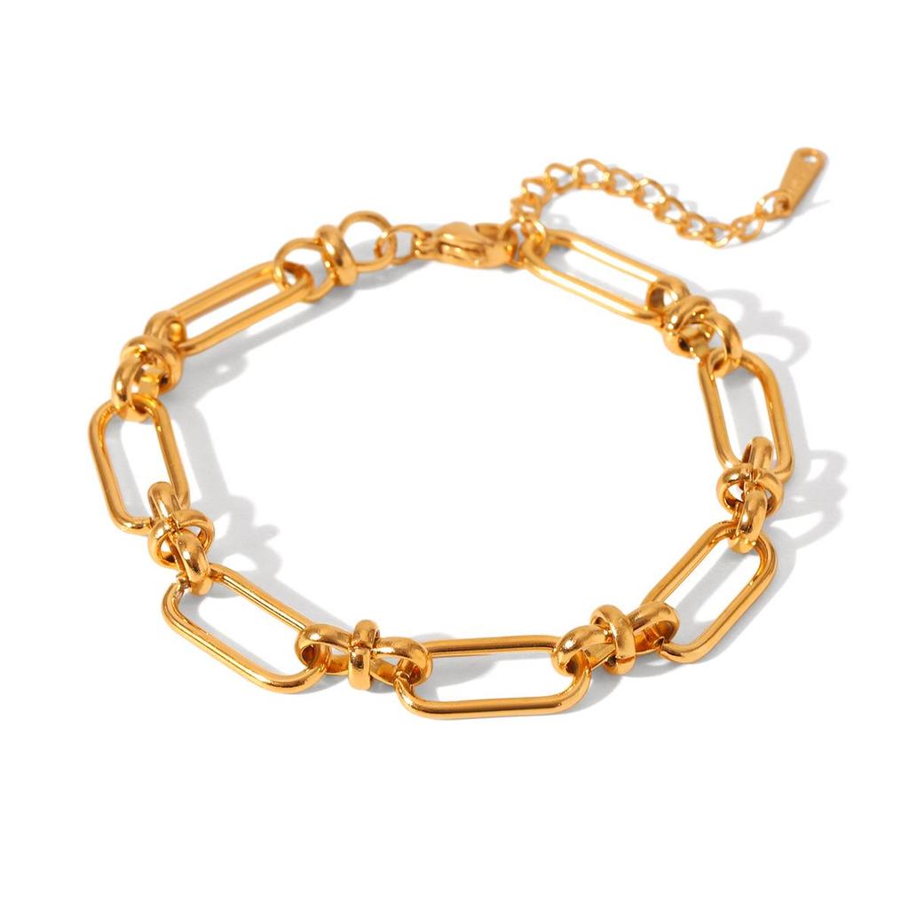 Pozłacany 18k Zestaw Bransolet ze Stali Nierdzewnej w Stylu Retro dla Kobiet - Biżuteria Ręczna w Stylu Light Luxury