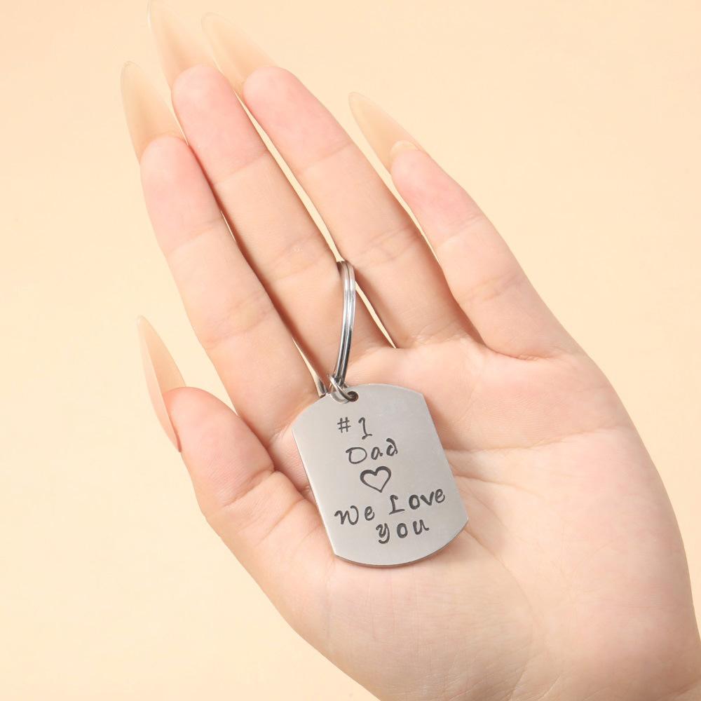 Personalized Keychain Accessories, Father'S Day English Lettering Stainless Steel Pendant Keychain