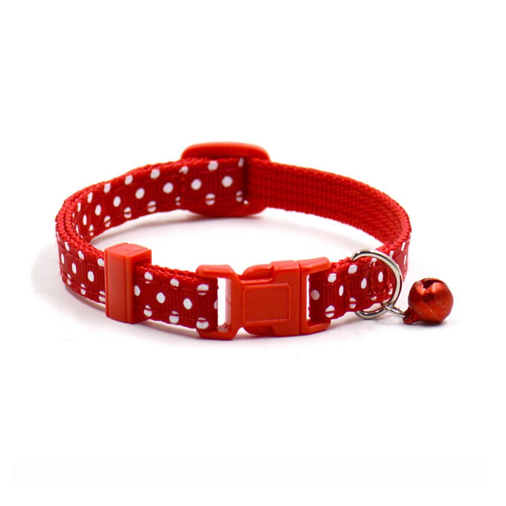 Pet Bell Collar Polka Dots Adjustable 7.5-12 Inch Width 1.0cm Plastic Buckle Small Dog Kitten Puppy Bell Collar Christmas