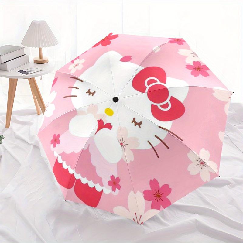 1pc Hello Kitty Cherry Blossoms Umbrella with Plastic Handle,Suitable for All Seasons Home Travel Outdoor UmbrellaSanlio586