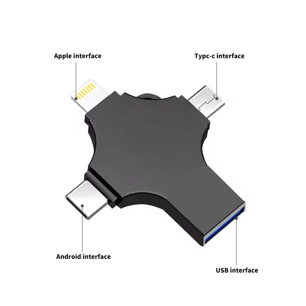Compatible High-Speed 4-in-1 USB Interface for Apple & Android (64GB, 128GB, 256GB, 512GB, 1TB)