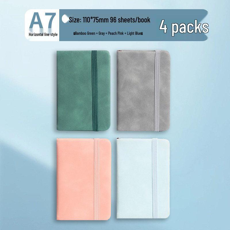 A7 Mini Pocket Notebook with Thick Leather Cover - Retro and Simple Design