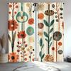 2Pcs Leafy Scandinavian Curtains - Geometric Round & Modern Boho Design, 100% Polyester Semi-Transparent Rod Pocket Curtains Wit