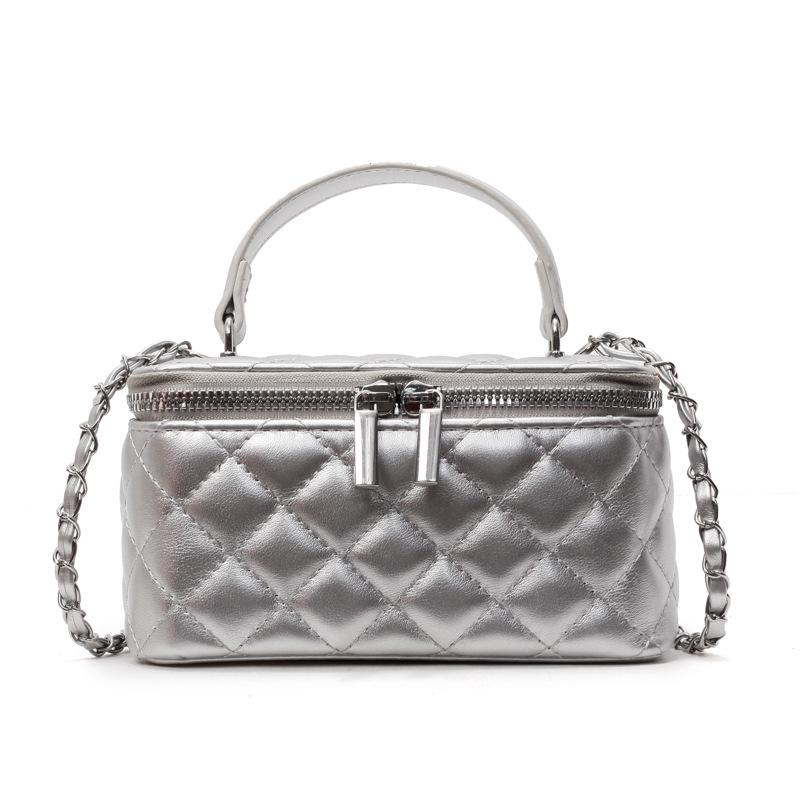 

2025 Модная женская сумка-бокс кроссбоди на цепочке с ромбовидным узором