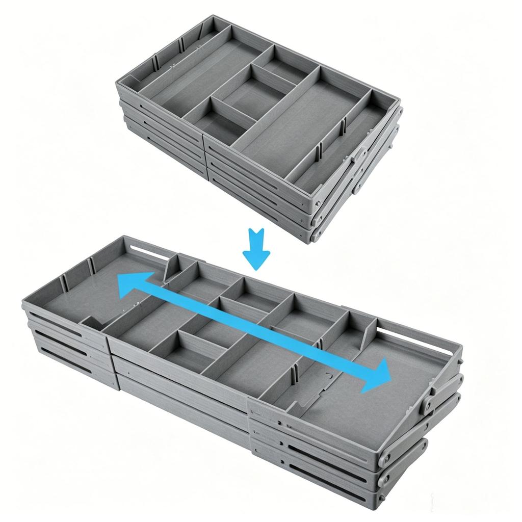Expandable 2-Tier Drawer Organizer Multi-Compartment Storage Box with Dividers for Kitchen Makeup Office Bathroom Space-Saving