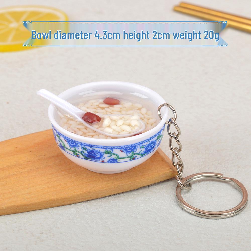 Chinese-Style Edible Toy Keychain: 4cm Simulation Food Bowl Pendant Gift
