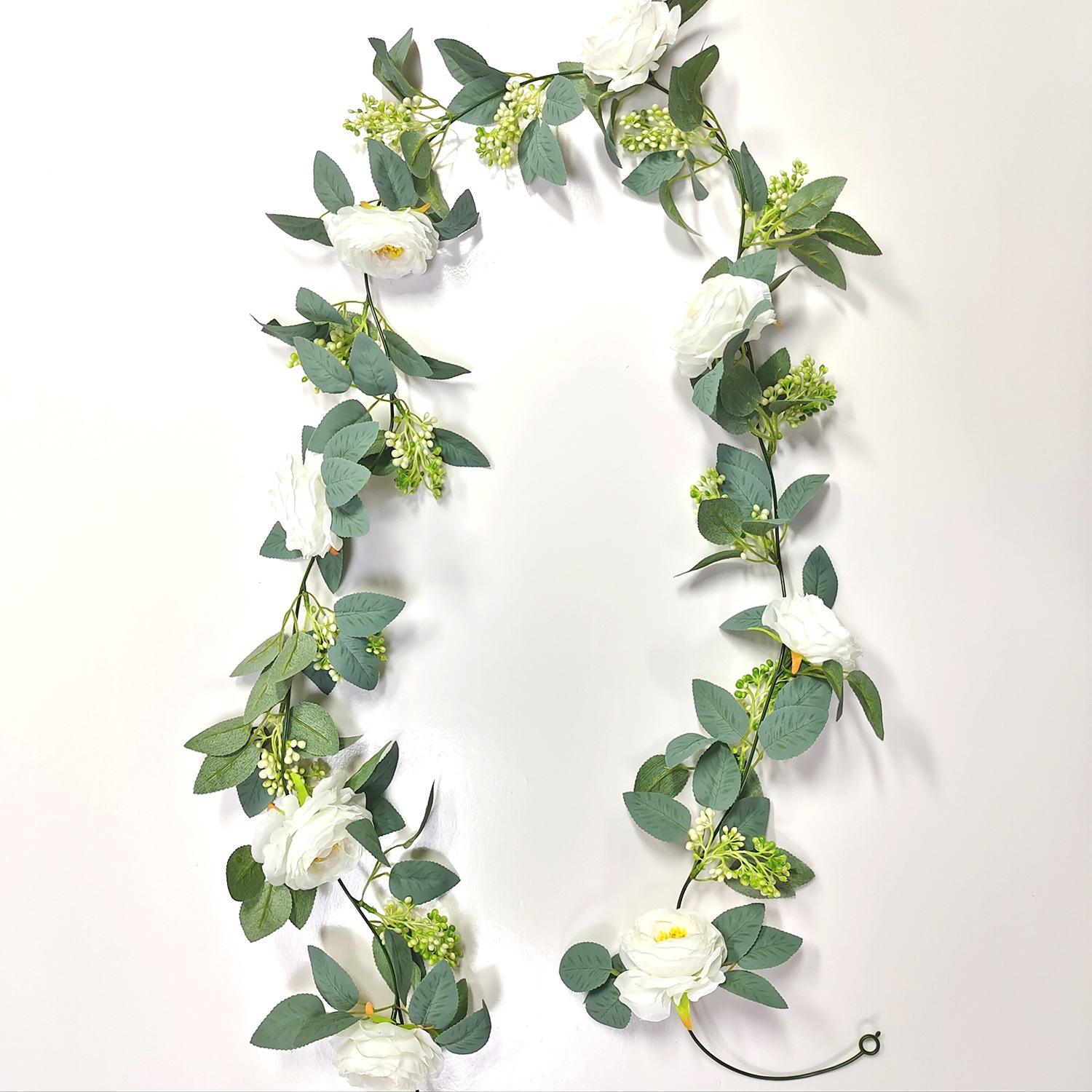 

Шелковые искусственные цветы, виноградная лоза, подвесные цветы для стены, рождественские листья из ротанга, искусственные растения белый