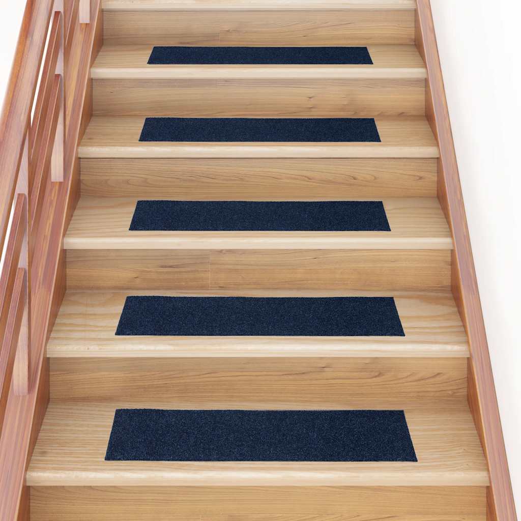 Self Adhesive Stair Treads 15 pcs 76 x 20 cm Navy Blue Rectangular