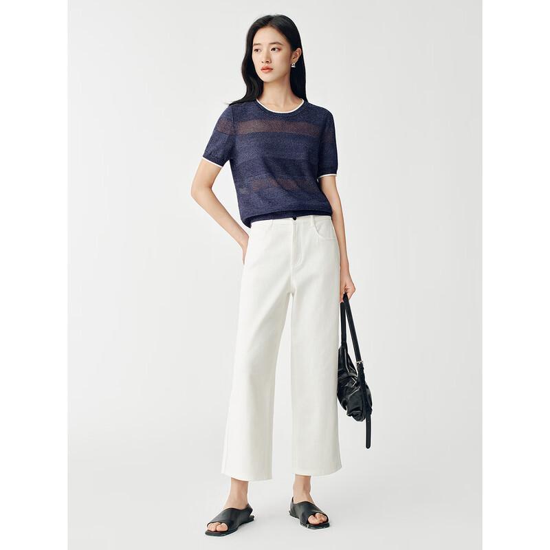 JUZUI Women's 2026 Summer Relaxed Fit Round Neck Knit Top