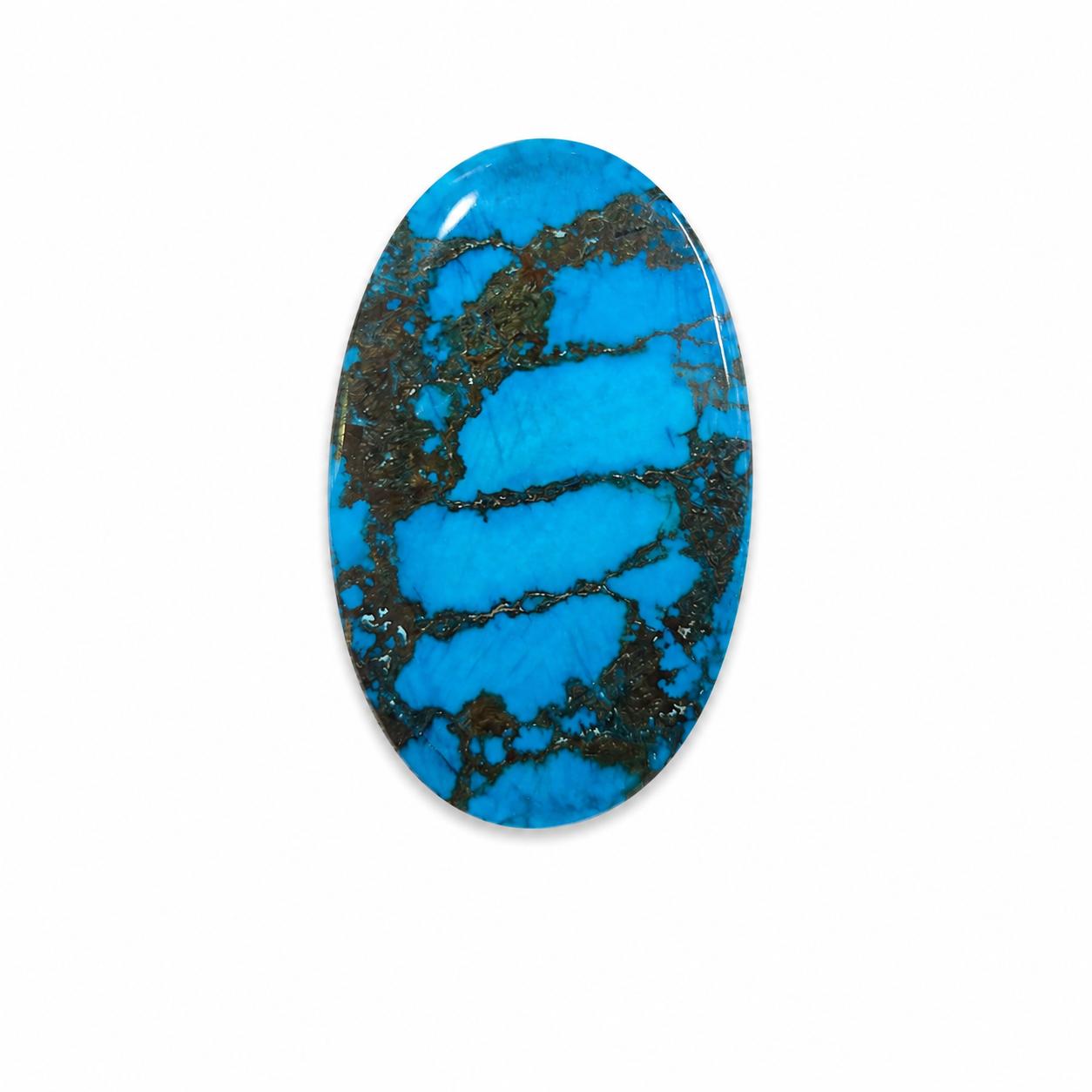 Blue Turquoise Oval Cabochon | Natural Turquoise Gemstone | Loose Cabochon for Jewelry Making 26x41mm синий