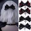 2pcs Gothic Style Bow Hair Clip Sweet Cool Hair Accessories Cosplay Black Wine Red Lace Hair Alligator Clips Barrette