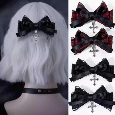2 ks Gotický styl Mašle Sponka do vlasů Sladké Cool Vlasové doplňky Cosplay Černá Vínově červená Krajka Vlasy Aligátorky Sponky Pinetka