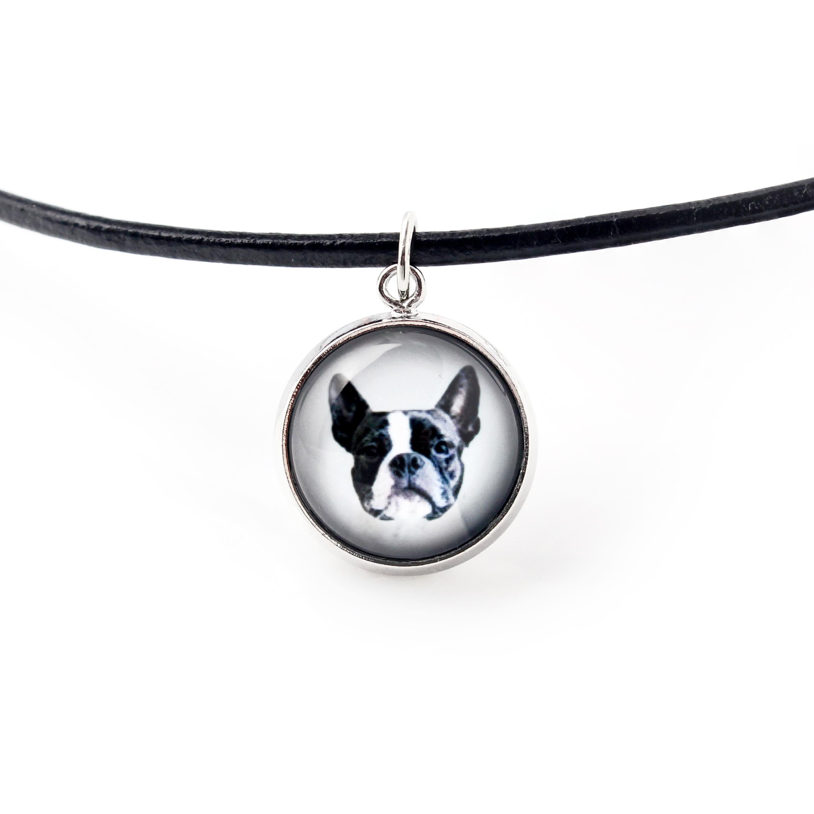 

Boston Terrier, American Gentleman - necklace pendant with your photo, handmade, handcrafted jewelry by Art-Dog brand срібний