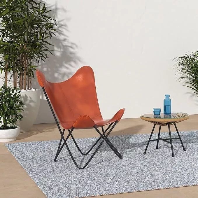 Fauteuil papillon en cuir Fauteuil d'appoint en cuir salon Fauteuil de relaxation