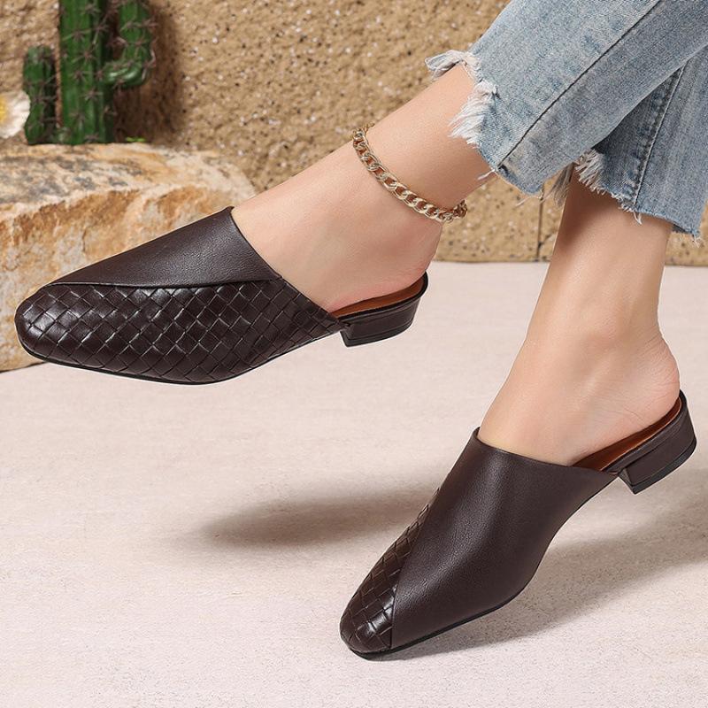 Neue Damen-Taschen-Kopf-Slipper rutschfeste Übergrößenschuhe beliebt in Europa und Amerika 2025 goldene flache coole Slipper Damen