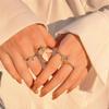 Sada prstenů s českým zlatým řetízkem pro ženy Fashion Boho Coin Snake Moon Rings Dárkové šperky Party Trend