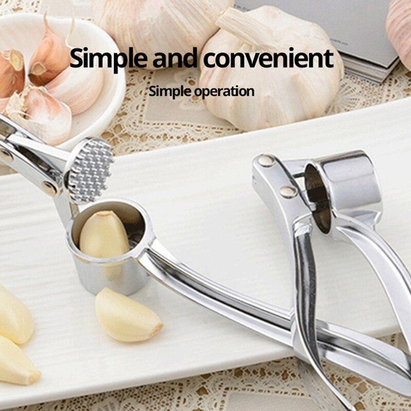 Aluminum Alloy Manual Garlic Press Grinder, Multifunctional Garlic Mincer Crusher, Portable Kitchen Gadget for Home Cooking Grinding Tools