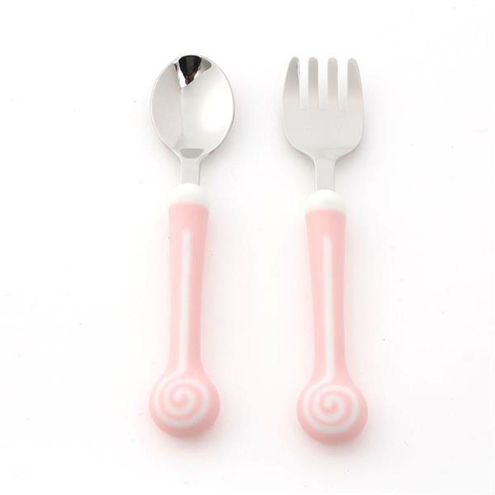 Polly Toddler Candy Spoon and Fork Set (Pink)
