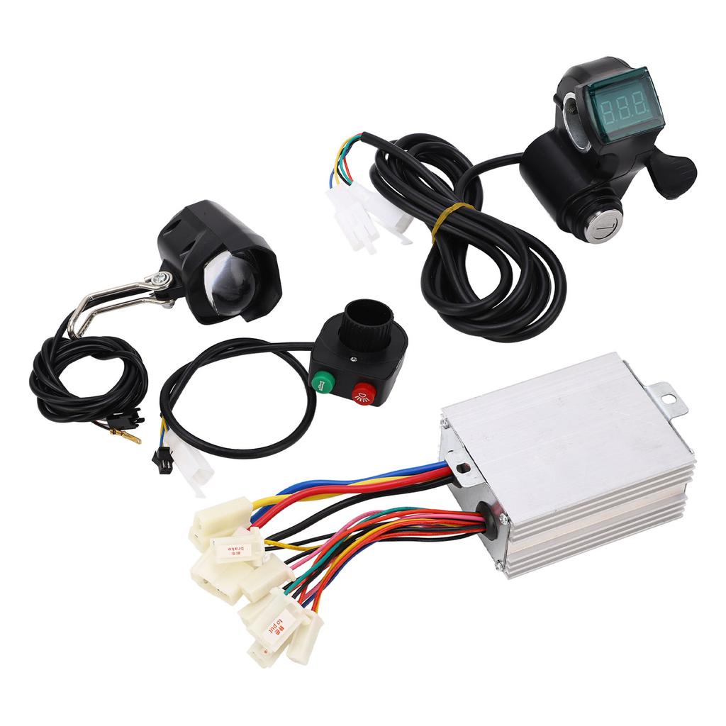 Electric Bike Conversion Kit 24V 500W Brushed Controller Thumb Throttle Headlamp and Switch for Scooters