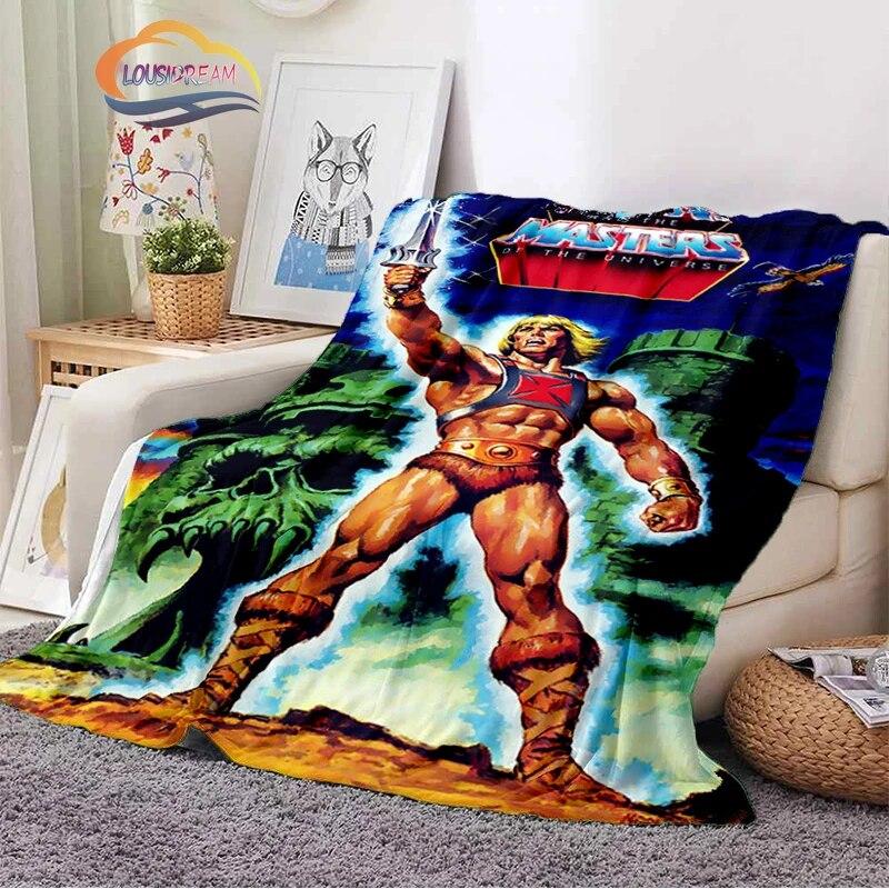 Science fiction adventure cartoon Masters of the Universe Cashmere Blanket 3D Printed He-Man Cartoon Flannel Bedspread camping