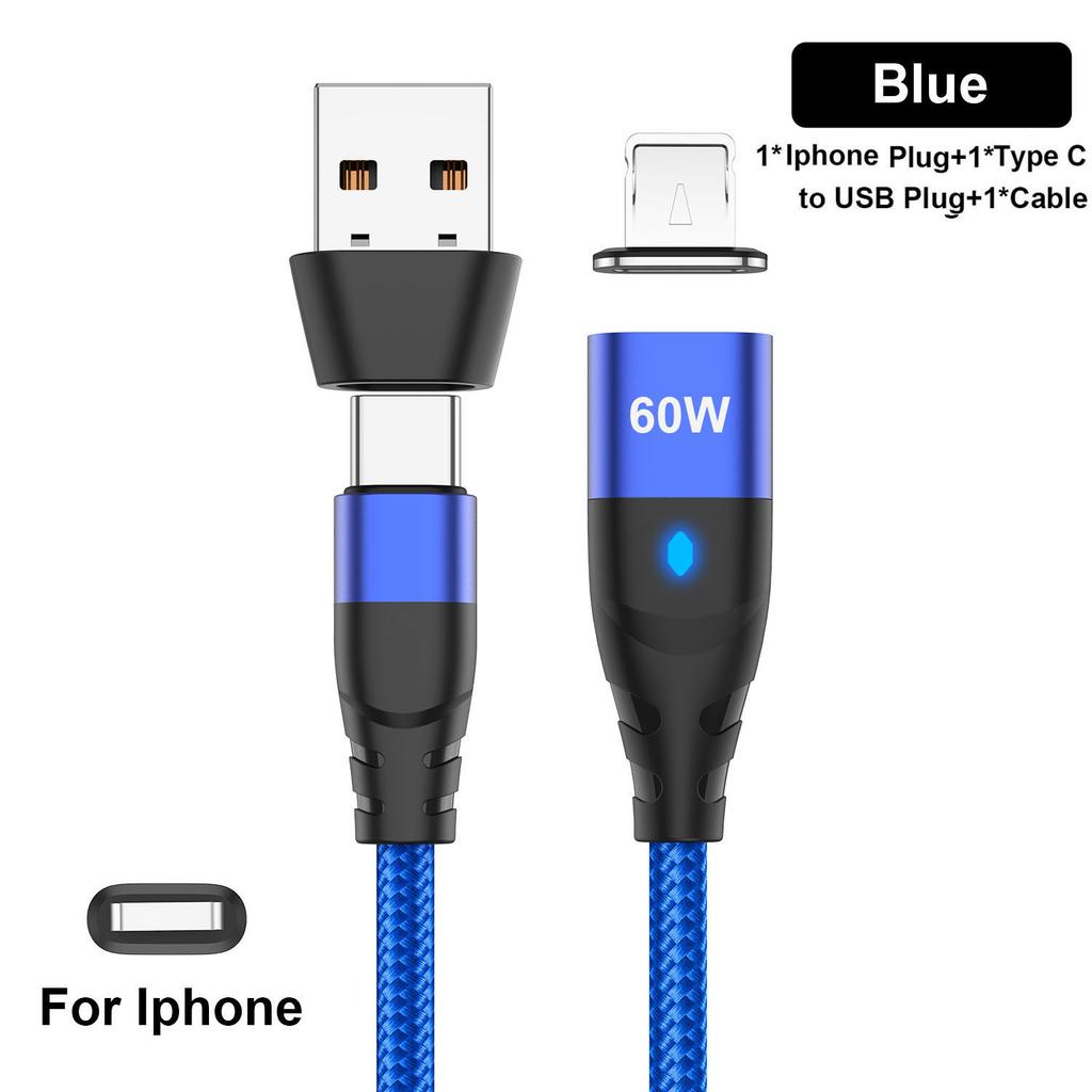 60W Magnetic Cable Fast Charging USB C To TypeC Micro Magnetic Data Cord For Samsung Magnet Charger Wire USB A Adapter