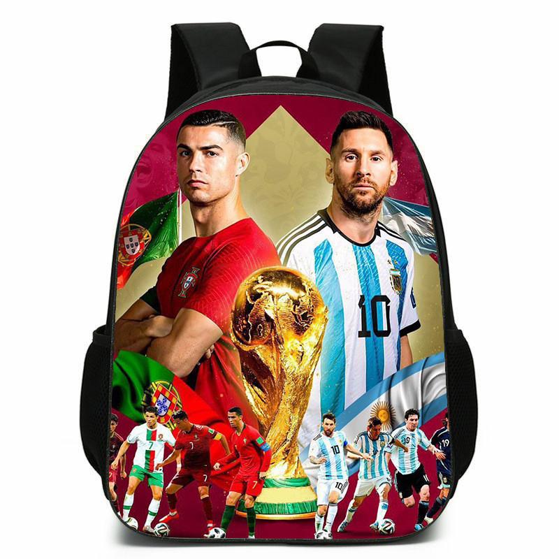 

Football Anime Messi Cartoon Character Student Backpack For Schooling Kids Color 10