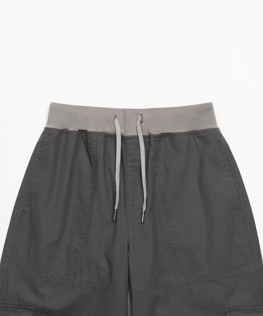 TOFFEE WOMEN W Elastic Waist Wide Cargo Pants (Charcoal)