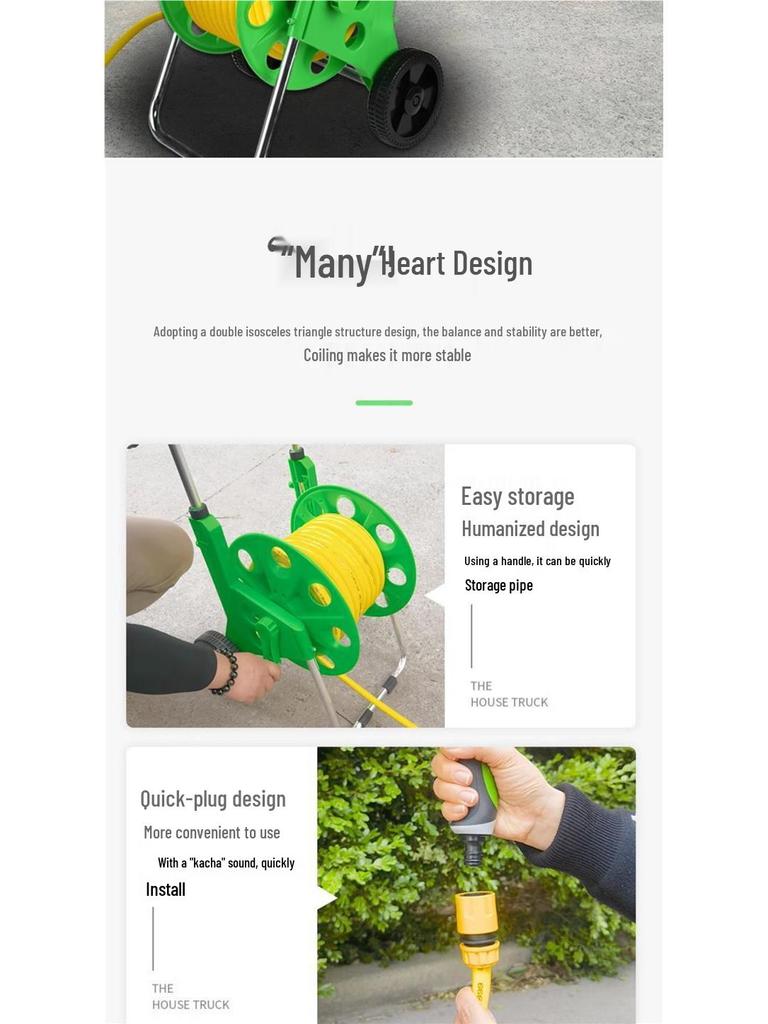 20m Bilvattenslangslindare med Vattenpistol & Förvaringsställ, Upprullningsrulle, 6/4tum, Finns även i 50m.