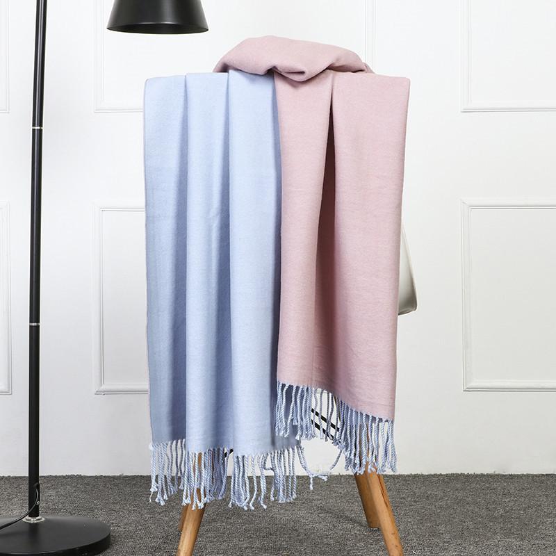 Double-sided Two-color Scarf for Women Autumn and Winter High End New Wool Scarf Shawl Imitation Cashmere Scarf