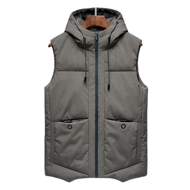 Mens Warm Padded Vest Jacket Winter Hooded Cotton Coat Casual Windproof Outerwear Youth