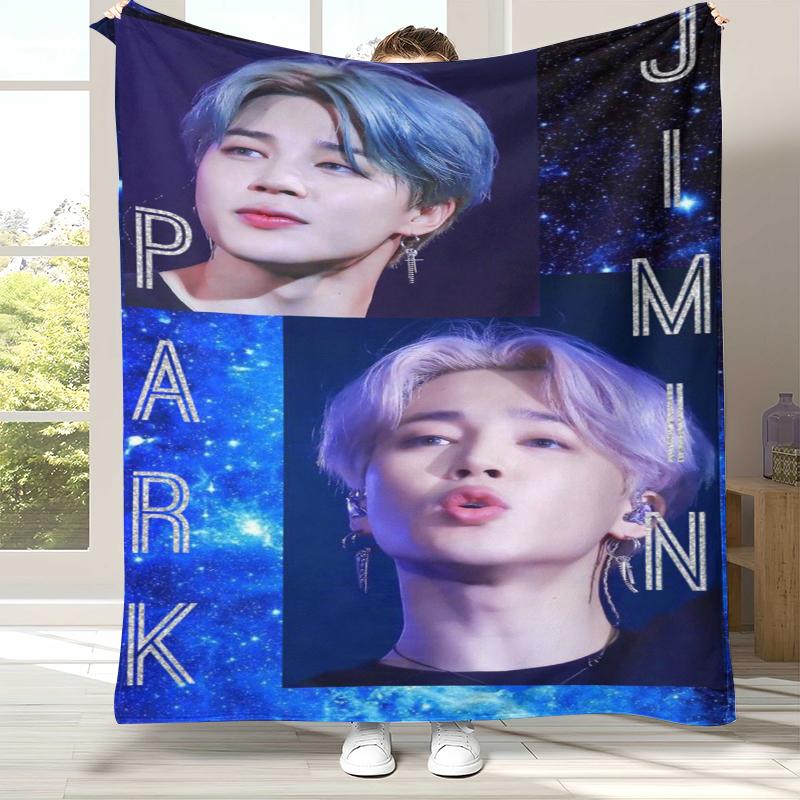 Jimin Kpop B-BTS Star Flannel Blanket,Ultra Soft Warm Plush Throw for Home Bedroom Bed Sofa Cover Office Camping Picnic Gift