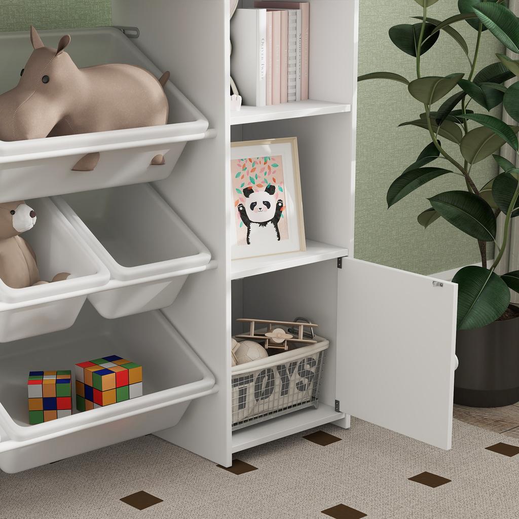 Kinder-Aufbewahrungsregal, Regal für Spielzeug und Bücher, für ordentliche Organisation, 8 herausnehmbare Boxen, Weiß
