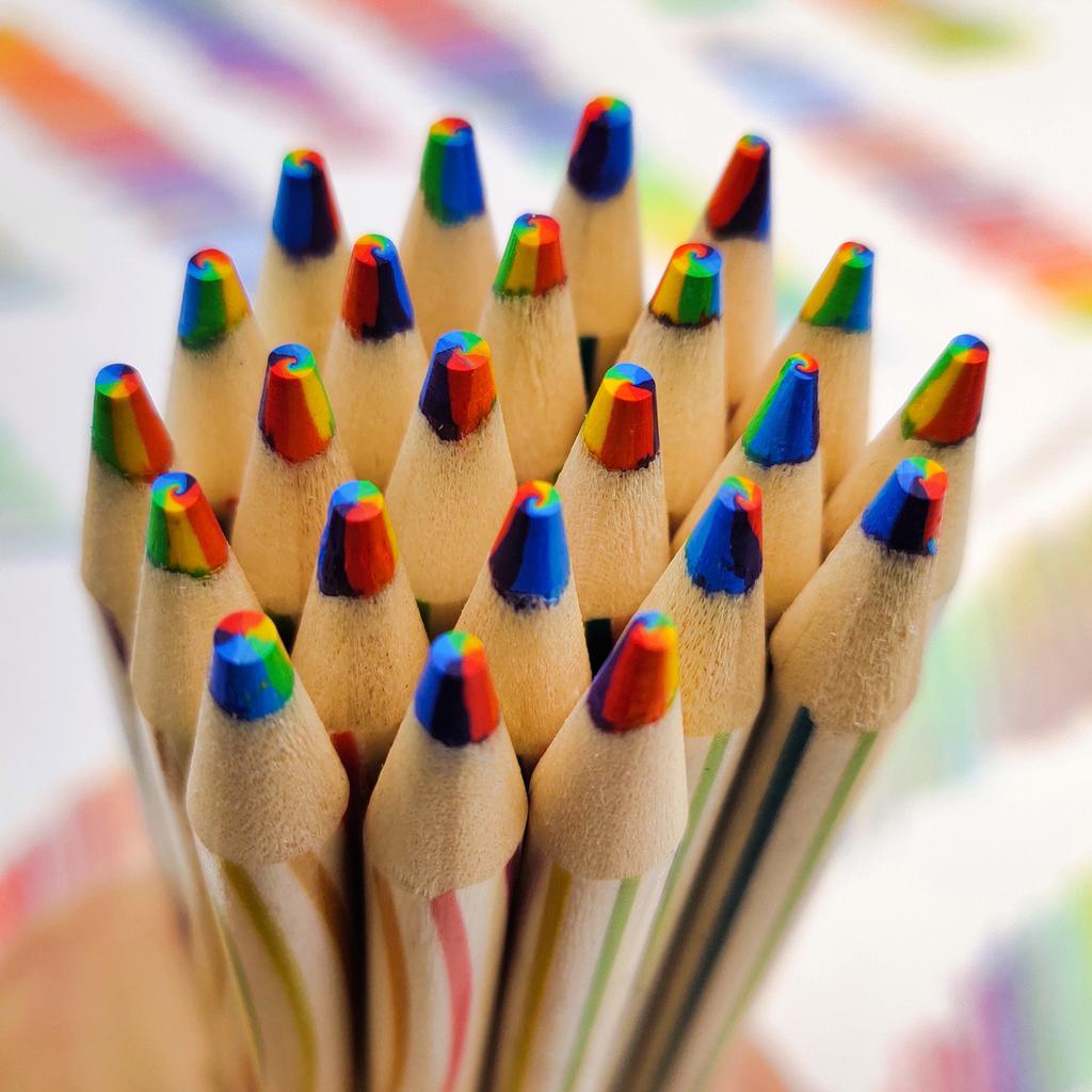 12pcs Rainbow Seven Color Gradient Colored Pencil Creative Painting Graffiti Children' Crayons Coloring Sketching Student Gifts