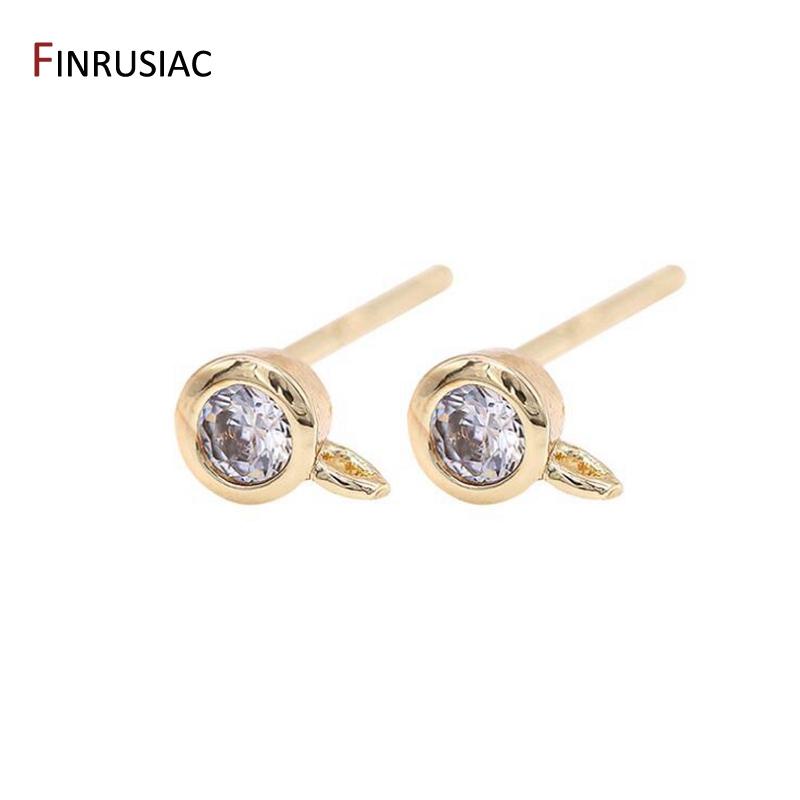 Handmade DIY Earring Making Supplies 14K Gold Plated Small Zircon Post Earrings Hooks Earring Findings Components