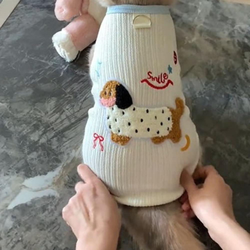 Breathable Dog Undershirt with Leash Hook Cat Clothes New Puppy Vest for Small Dogs