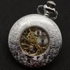 Retro Unisex Hollow Flower Round Dial Hand Winding Chain Mechanical Pocket Watch