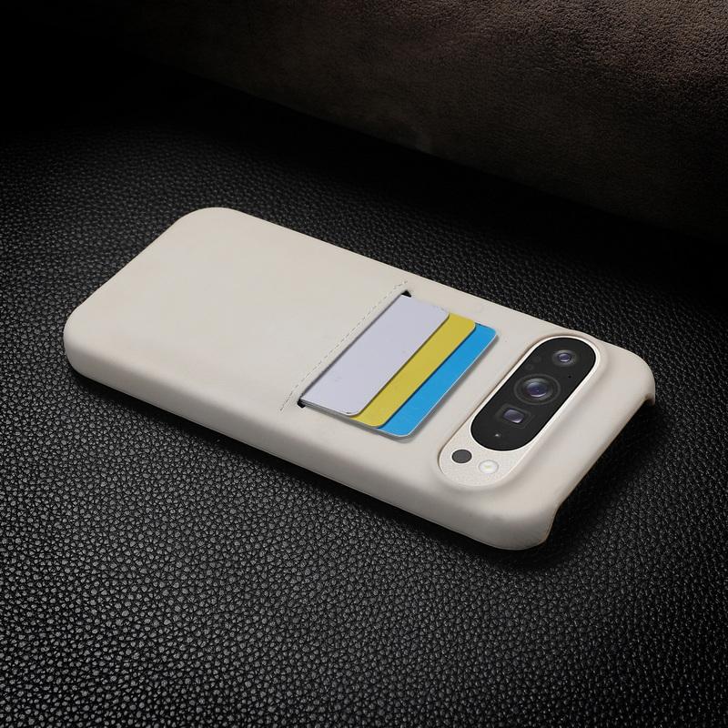 Solid Color Matte Leather Slim Phone Cover For Google Pixel 9 Pro XL Pixel 8A Luxury Card Slot Hard PC Shockproof Lens Protection Case