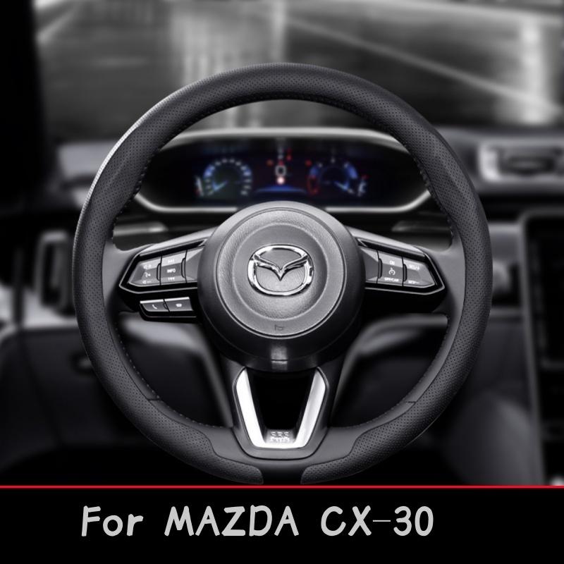 8DNappa leather Car Steering Wheel Cover For Mazda CX-30 CX30 2024 Non-Slip Washable Auto Accessories
