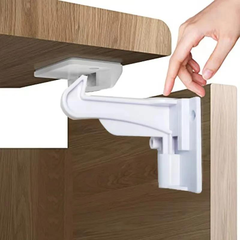Upgraded Invisible Baby Proofing Cabinet Latch Locks Easy Installation Works with Most Cabinets Drawers Highly Secure
