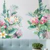 Tropical Green Leaves and Floral Wall Sticker Self-Adhesive Removable for Living Room Entryway Home Decor