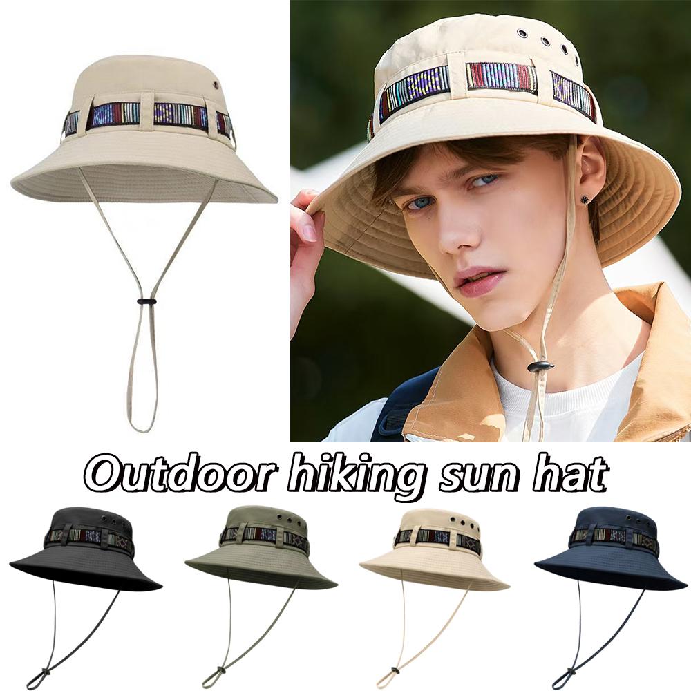 Summer Men Bucket Hat Outdoor Uv Protection Wide Brim Panama Hunting Hiking Hat Adjustable Mesh Fisherman Hat Women Beach Cap