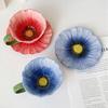 Coffee Cup with Saucer Food Grade Ceramic Floral Pattern Microwave Dishwasher Oven Safe Cappuccino Cup