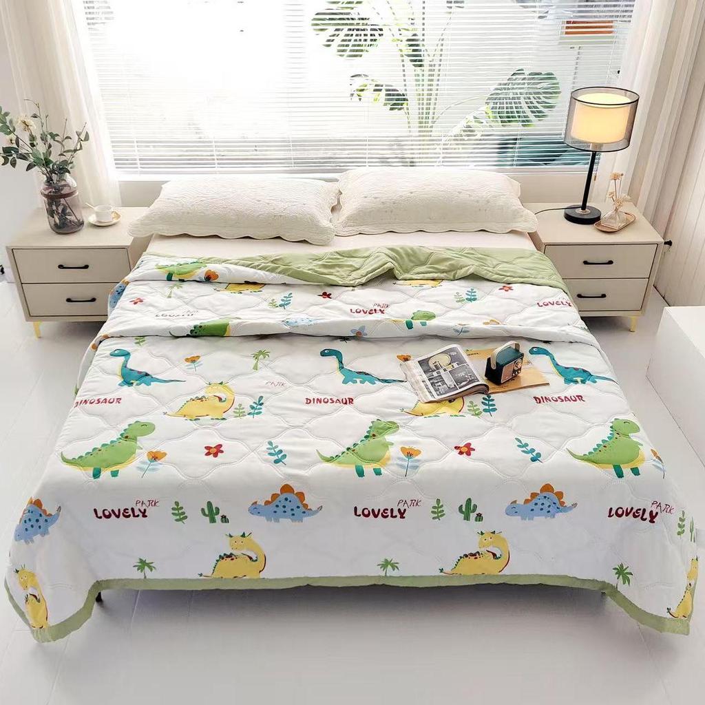INS Skin-Friendly Washable Cotton Summer Quilt - Brushed Flannel Cooling Blanket for Dorms