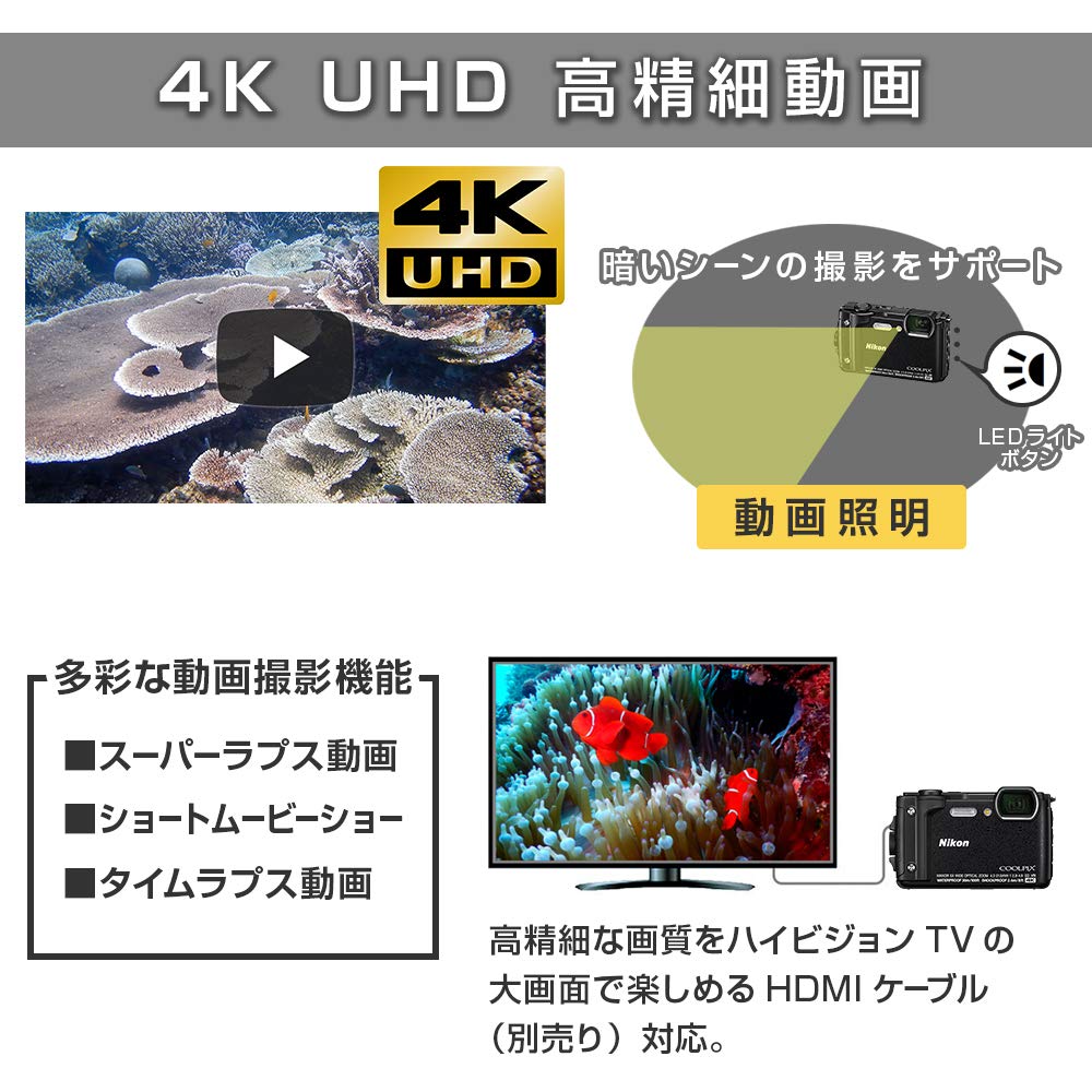 Nikon Digital Camera COOLPIX W300 OR Coolpix Orange Waterproof