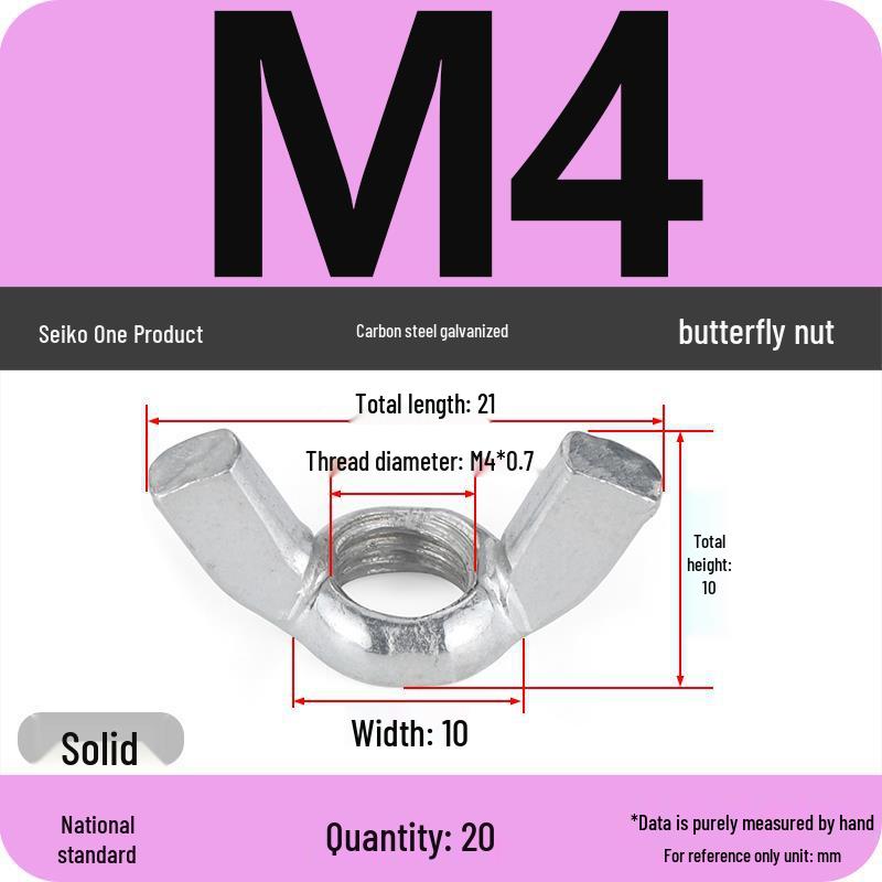 Standard Galvanized Butterfly Nut and Horn Cap: Hand-Tightened M3-M12 Sizes